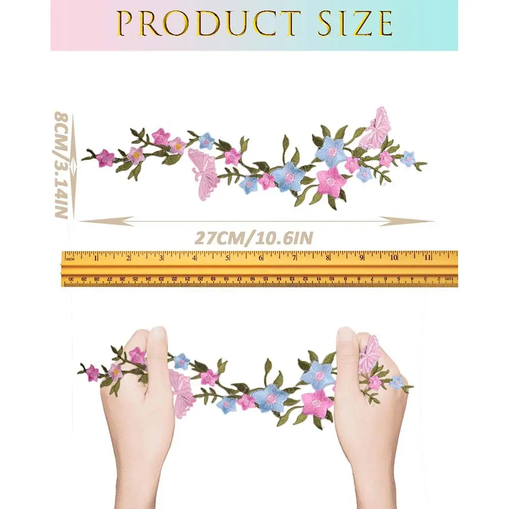 1Pc Rose Flower Butterfly Embroidery Patch Appliques Iron-on Badge Stickers For Clothes Dress Pants Sewing Accessories
