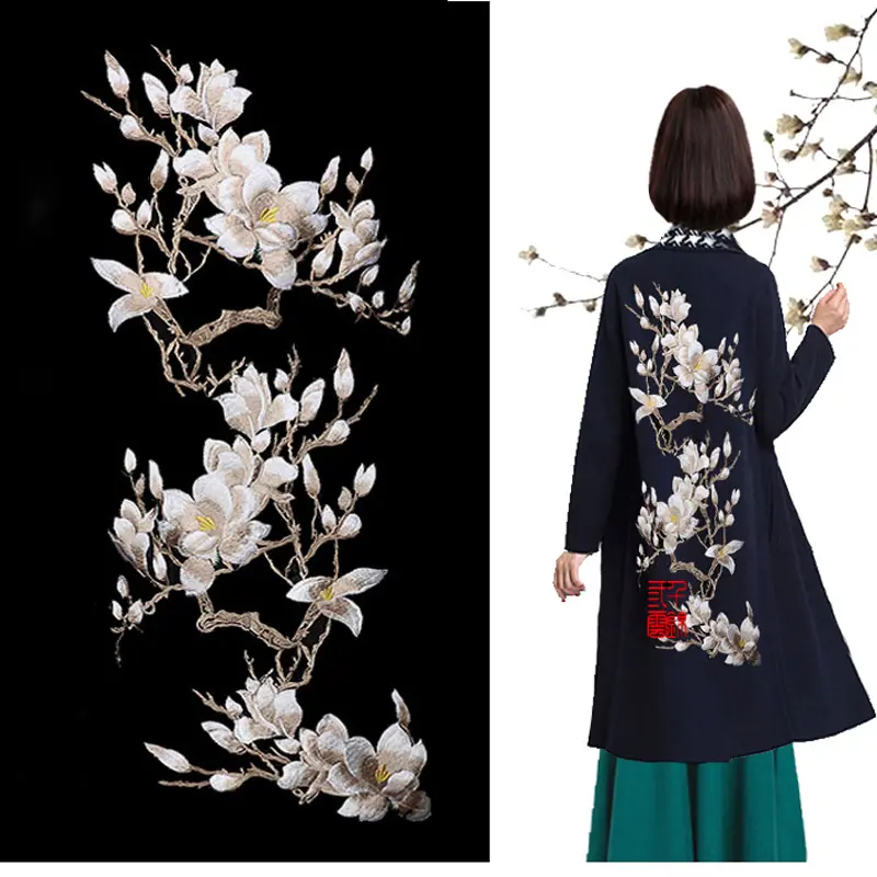 3Pcs/Set Pink Beige Plum Blossom Flower Applique Clothing Embroidery Patches Sew on Repair Accessories