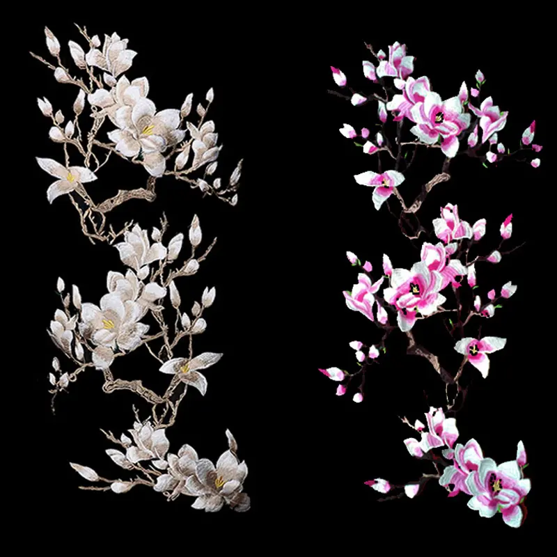 3Pcs/Set Pink Beige Plum Blossom Flower Applique Clothing Embroidery Patches Sew on Repair Accessories