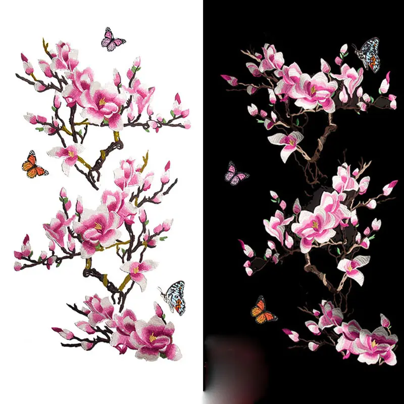 3Pcs/Set Pink Beige Plum Blossom Flower Applique Clothing Embroidery Patches Sew on Repair Accessories
