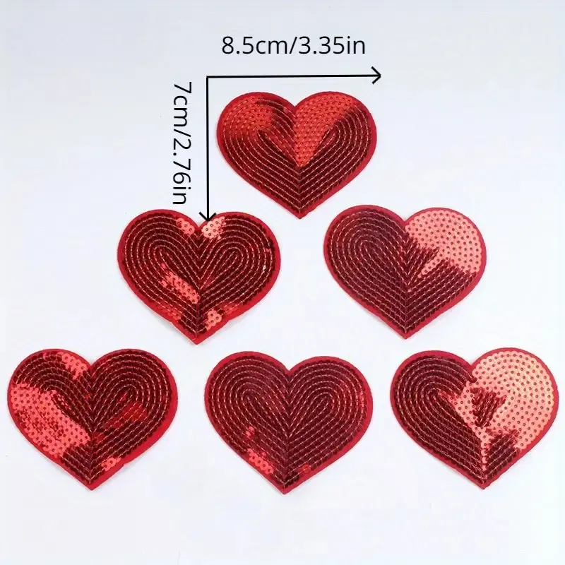 10Pcs/lot Heart Embroidery Patch Applique Sequin  Iron DIY Sewing Clothing Jeans Bags Hats Decoration Repair Patches Crafts