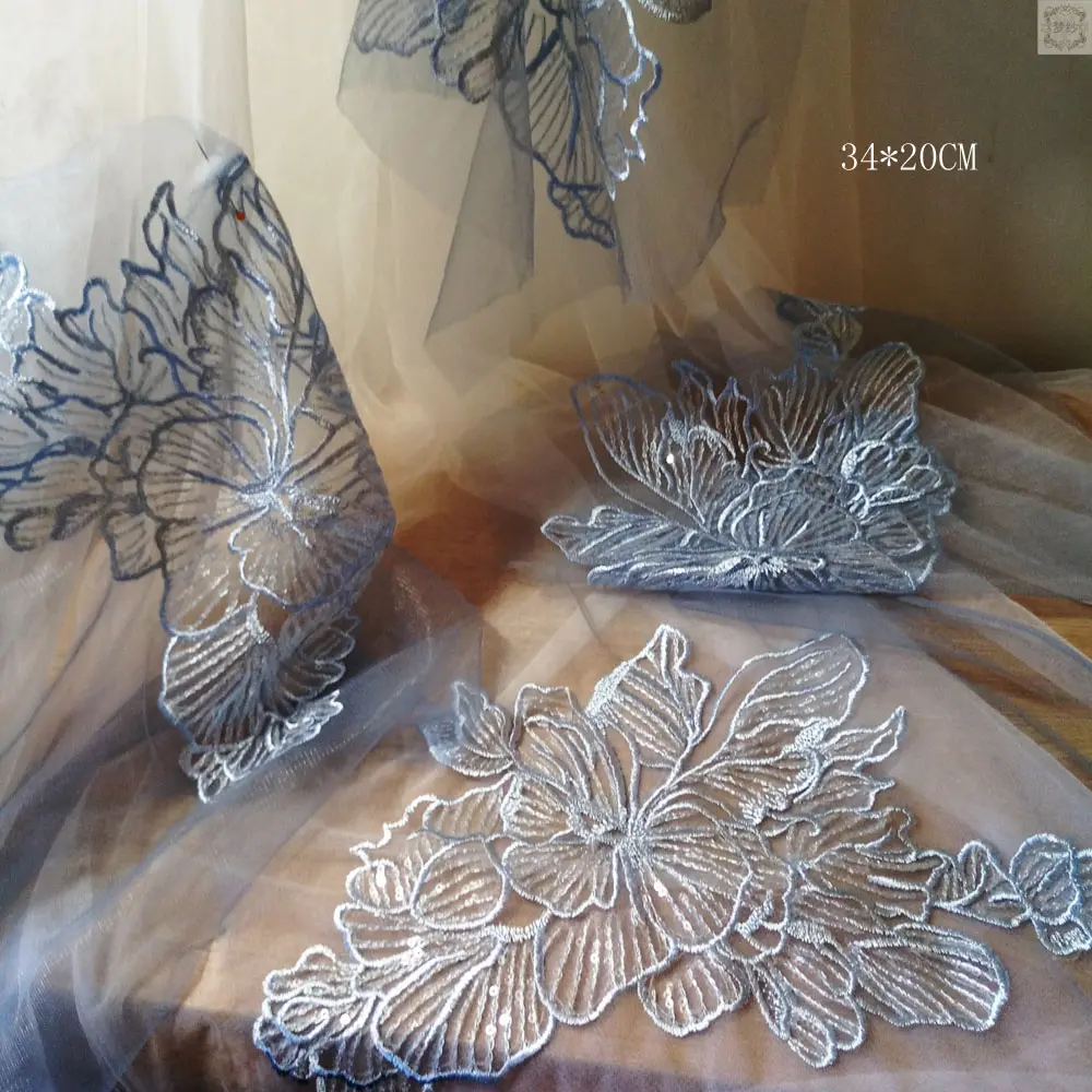 1 Piece Flower Patch Embroidery Sequins Applique Repair For Clothing Wedding Dress Garment Accessories