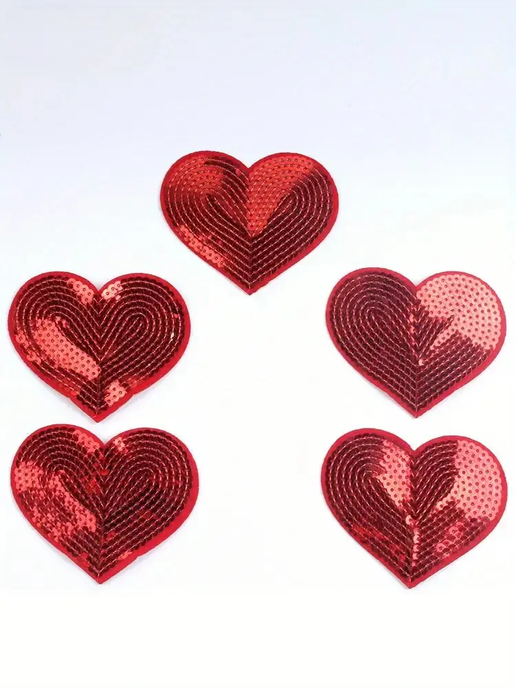 10Pcs/lot Heart Embroidery Patch Applique Sequin  Iron DIY Sewing Clothing Jeans Bags Hats Decoration Repair Patches Crafts