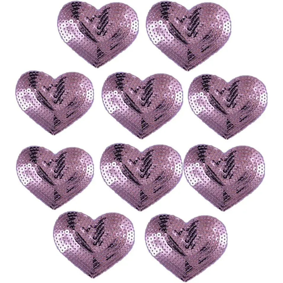10Pcs/lot Heart Embroidery Patch Applique Sequin  Iron DIY Sewing Clothing Jeans Bags Hats Decoration Repair Patches Crafts