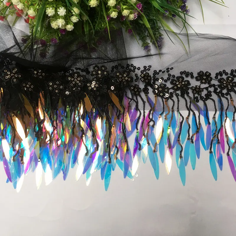 1Yard Sequins Tassels Fabric Fringe Ribbon Garment Wedding Dress Bag Curtain DIY Sewing Supplies Accessories 15CM Wide