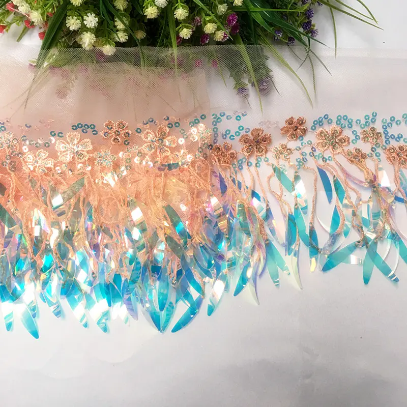 1Yard Sequins Tassels Fabric Fringe Ribbon Garment Wedding Dress Bag Curtain DIY Sewing Supplies Accessories 15CM Wide