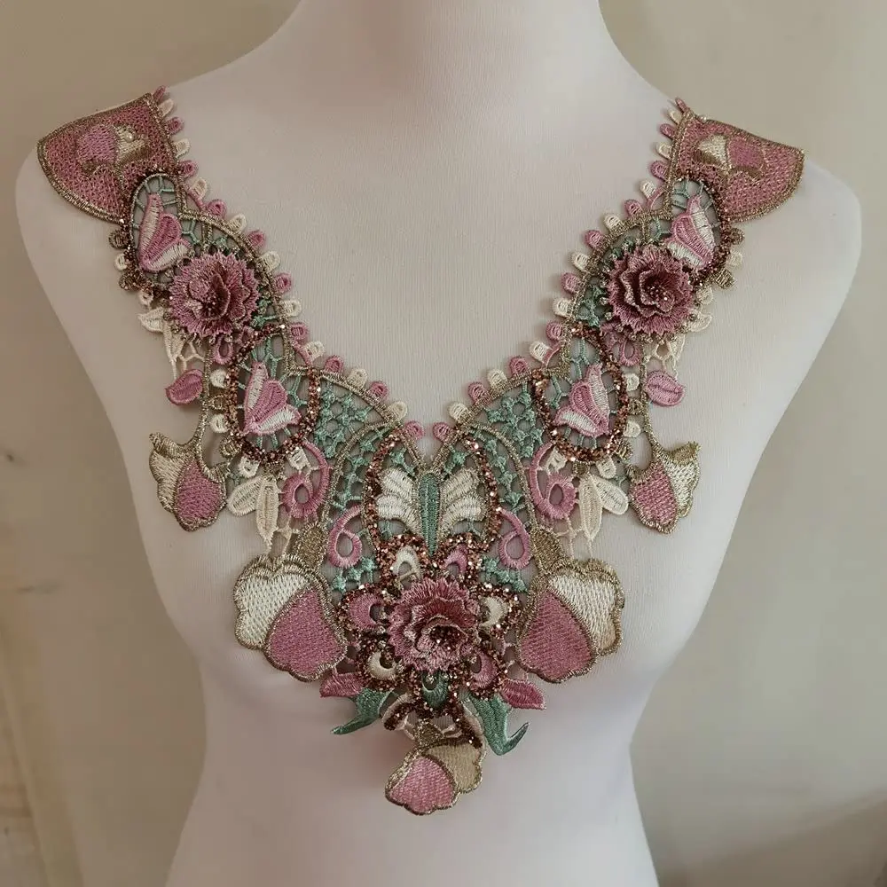 1 Piece Lace Neckline Collar DIY Embroidery Fabric Sewing Garment Craft Supplies Decoration Clothes