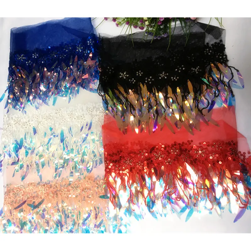 1Yard Sequins Tassels Fabric Fringe Ribbon Garment Wedding Dress Bag Curtain DIY Sewing Supplies Accessories 15CM Wide