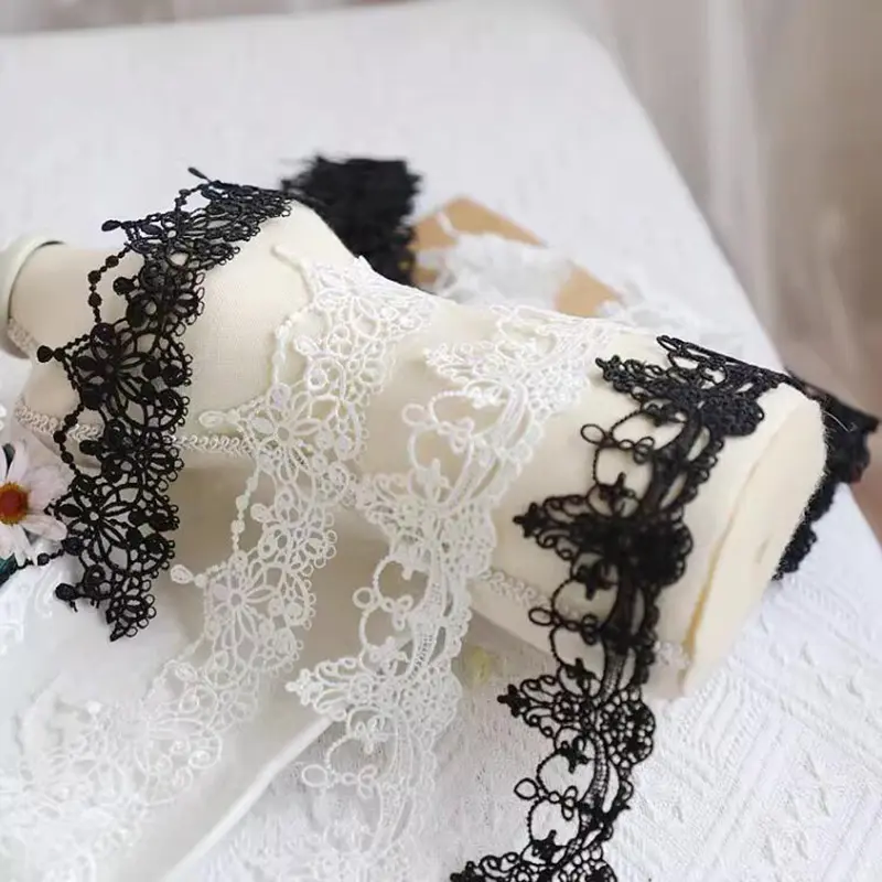 1Yard Cotton Embroidered Flowers Lace Material Ribbon DIY Collar Neckline Trim Sewing Garment Accessories 5cm Wide