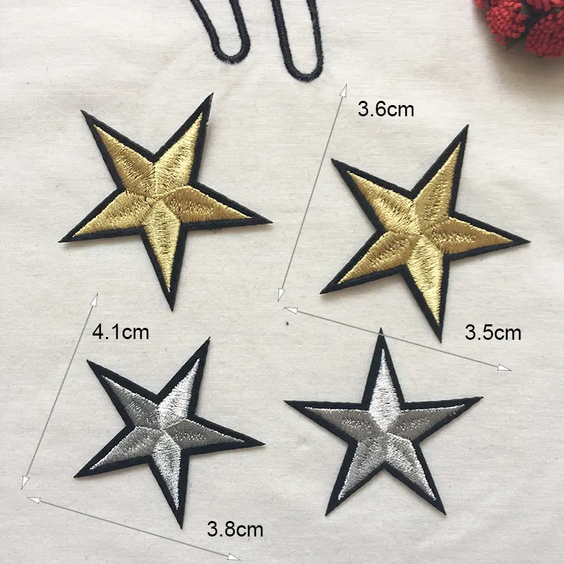 10Pcs Star Embroidered Iron On Badges Patches For Clothing Cartoon Motif Applique Sticker For Clothes