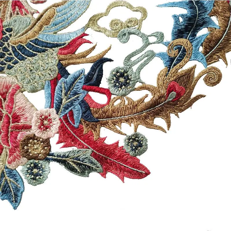 1Pc Large Phoenix Patches for Clothing Applique Sew on Embroidery Patch Decals Peacock Fabric Badge Clothing Accessories