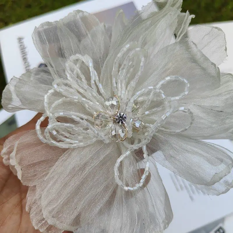 1Pc Handmade Flower Patch Beaded Flower Repair for Wedding Dress Suit Decoration