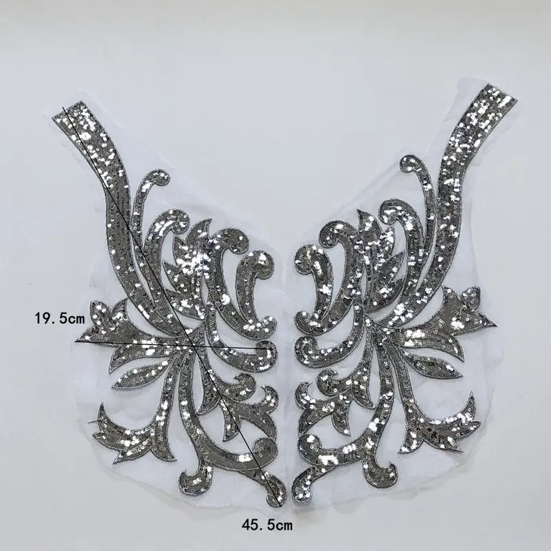 Clothing Gold Sequin Flower Patch Applique Lace Fabric Sewing Dress Embroidery DIY Handwork Patches