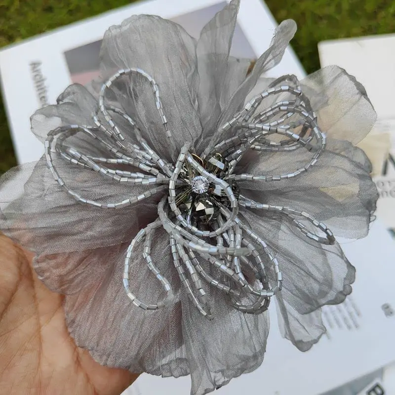 1Pc Handmade Flower Patch Beaded Flower Repair for Wedding Dress Suit Decoration