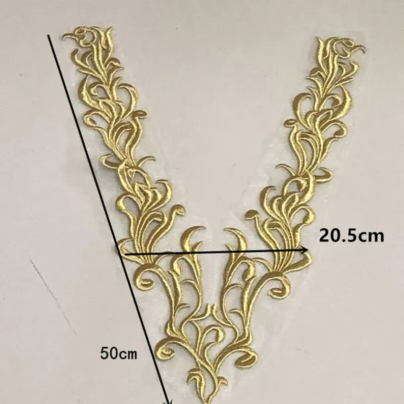 Clothing Gold Sequin Flower Patch Applique Lace Fabric Sewing Dress Embroidery DIY Handwork Patches
