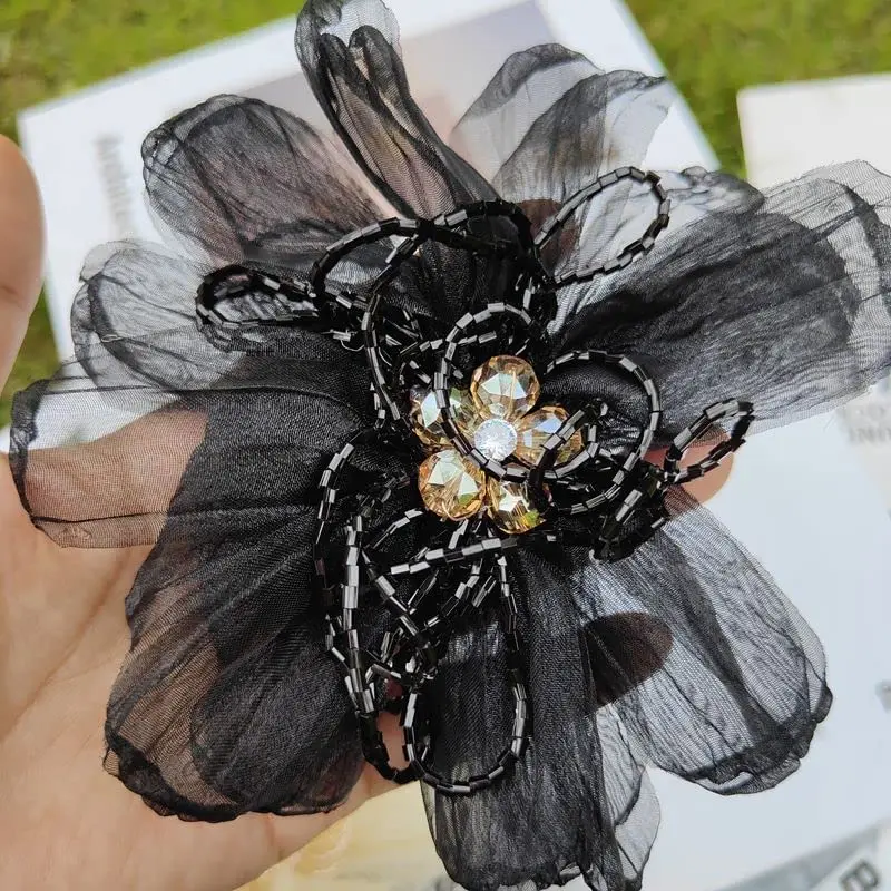 1Pc Handmade Flower Patch Beaded Flower Repair for Wedding Dress Suit Decoration