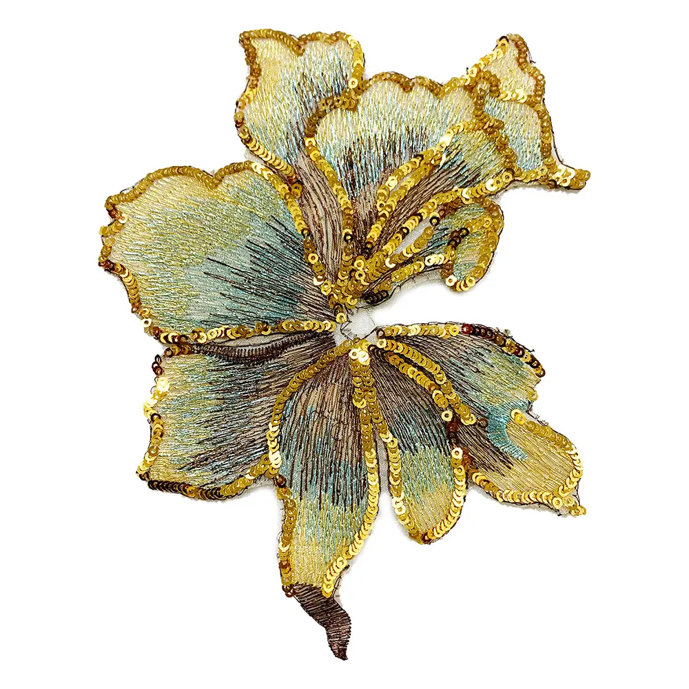 1Piece Squins Flower Applique Sew On Lace Patches Repair