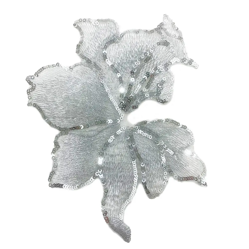 1Piece Squins Flower Applique Sew On Lace Patches Repair