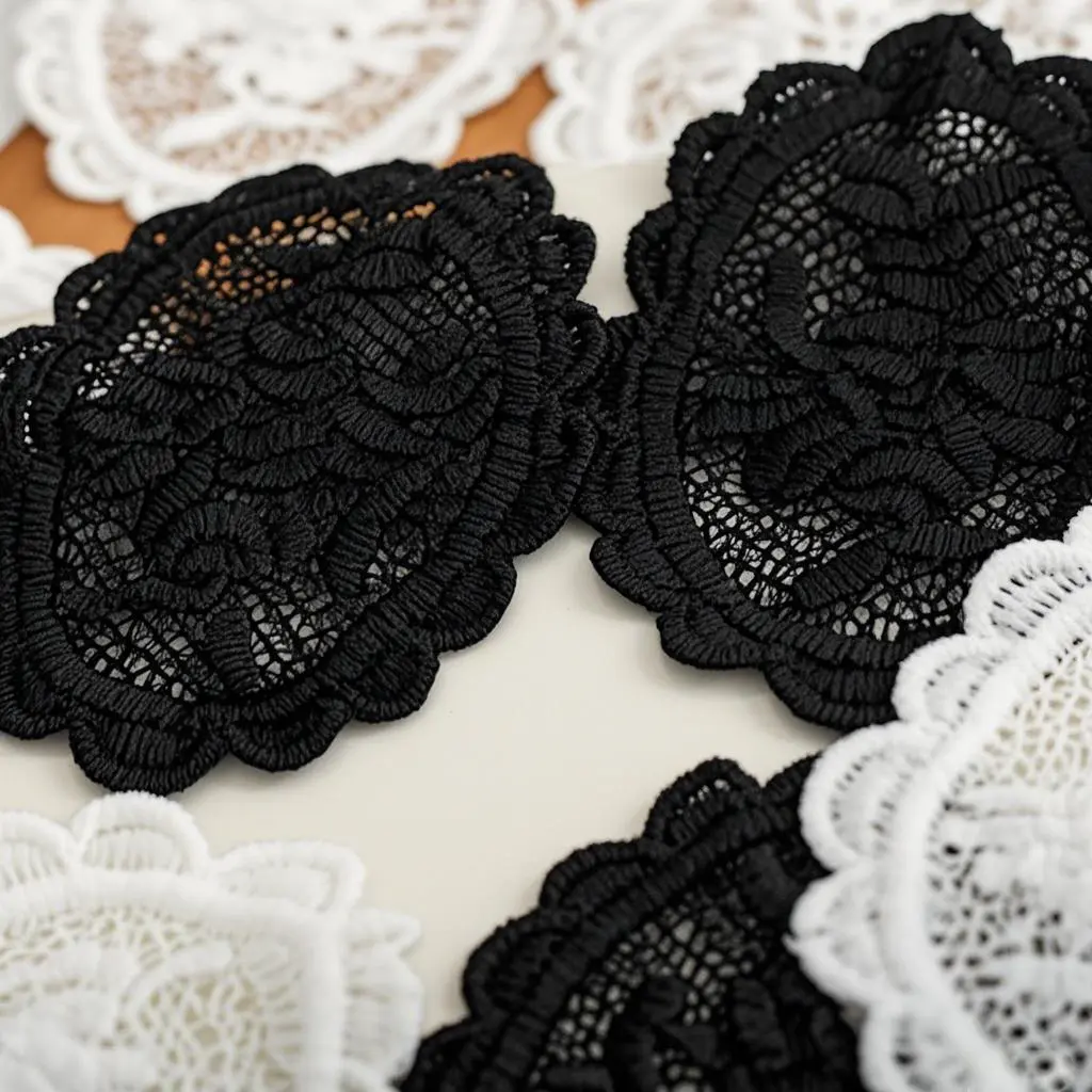 10 Pcs Black White Small Circle Flower Embroidery Patch For Clothing Bags Decoration Home  Accessories Sew On Patches Crafts