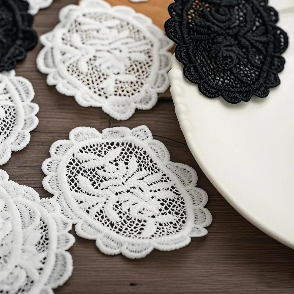 10 Pcs Black White Small Circle Flower Embroidery Patch For Clothing Bags Decoration Home  Accessories Sew On Patches Crafts