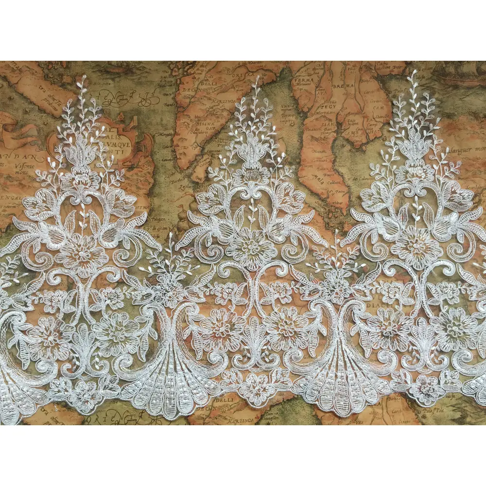 1 Yard White Wedding Dress DIY Material Curtain Handmade Embroidery Lace Dress Lace Fabric 28CM Wide