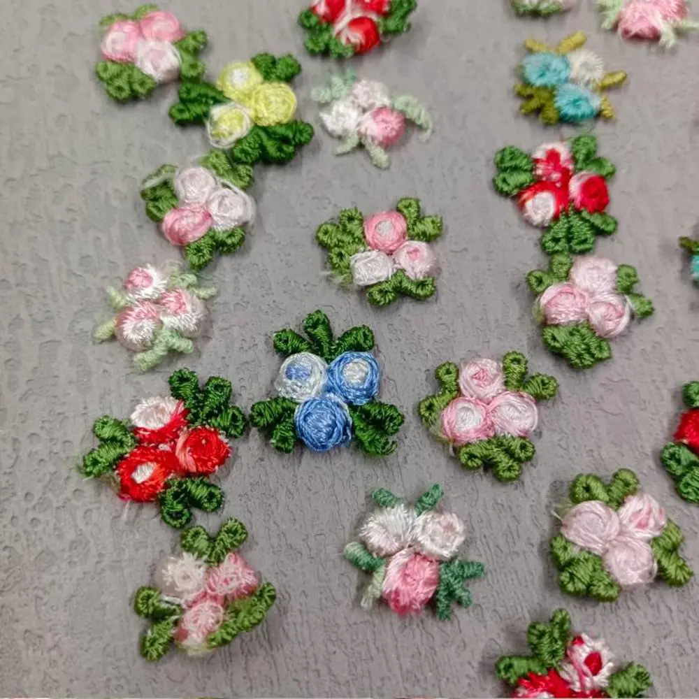 50Pcs Multiple Colors Embroidered Floral Lace Patches Sewing Supplies Repair 2CM Wide
