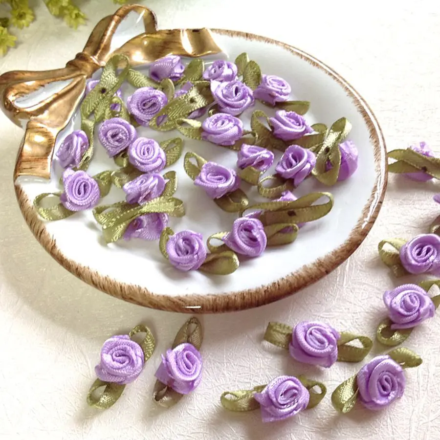 100Pcs Mini Rose Flowers Heads Patch  Appliques Handmade DIY Sewing Wedding Dress Decoration Accessories