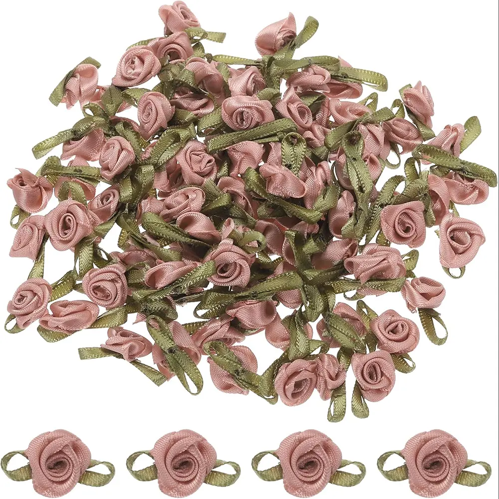 100Pcs Mini Rose Flowers Heads Patch  Appliques Handmade DIY Sewing Wedding Dress Decoration Accessories