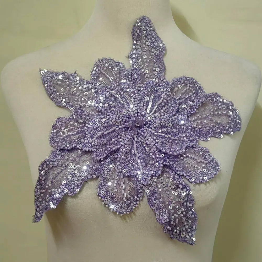 Golden Silver Sparkling Rhinestone Flowers Patch Coats Accessories Wedding Dress DIY Repair