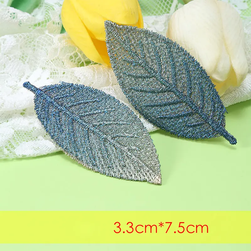 10 Pcs Gradient Embroidered Patches Fabric Leaves Stickers Suitable Coat Bags Hats Accessory Repair Iron On Patch Applique