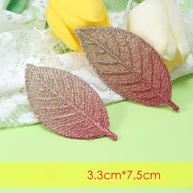 10 Pcs Gradient Embroidered Patches Fabric Leaves Stickers Suitable Coat Bags Hats Accessory Repair Iron On Patch Applique