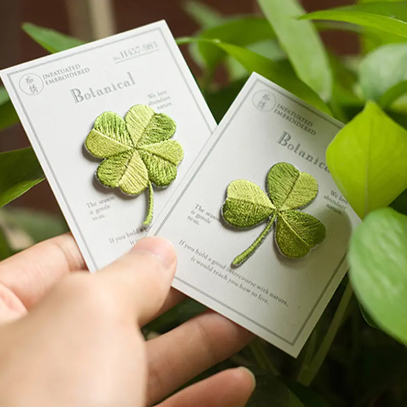 10Pcs/lot Iron On Green Leaves Stickers Embroidered Patches(Without Card)