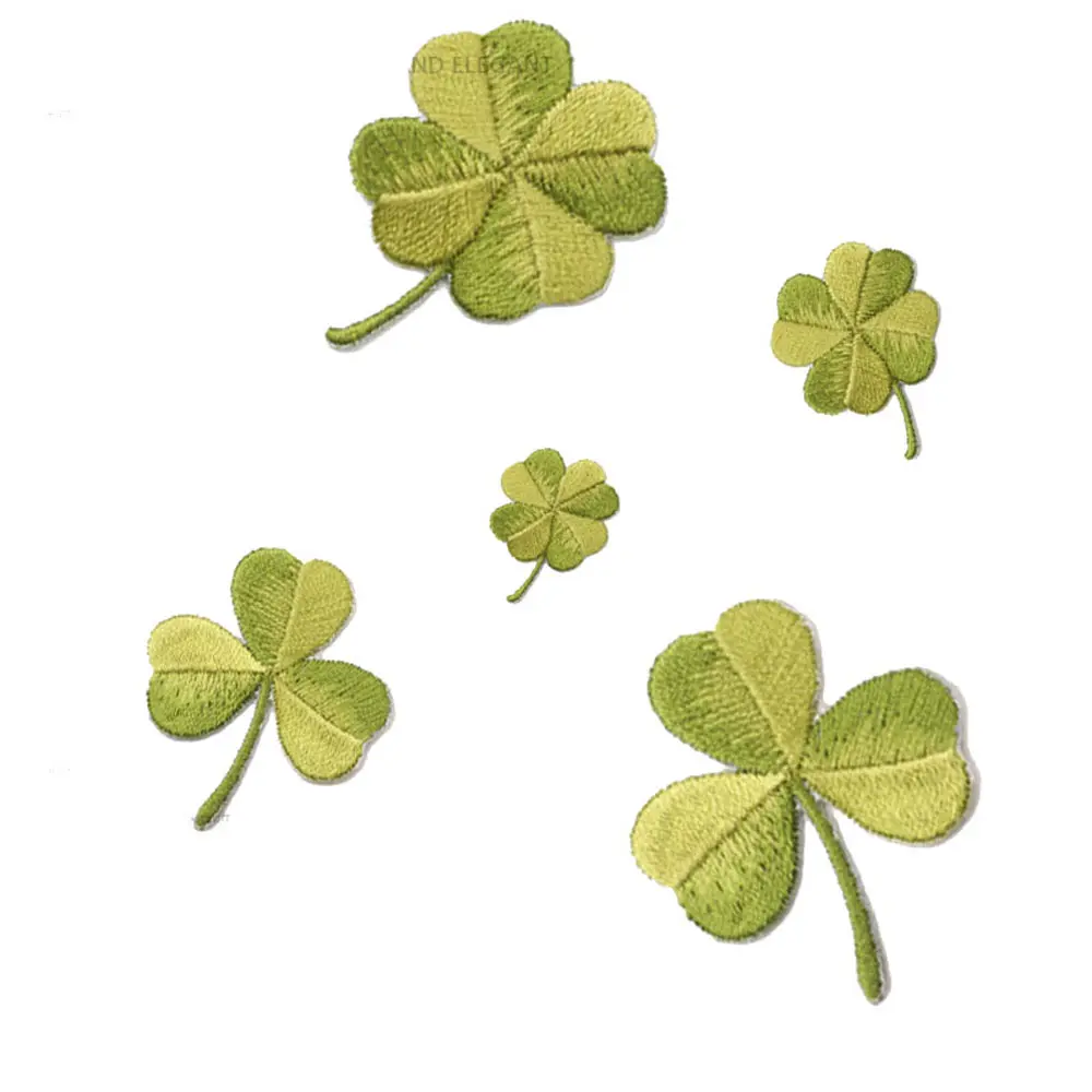 10Pcs/lot Iron On Green Leaves Stickers Embroidered Patches(Without Card)