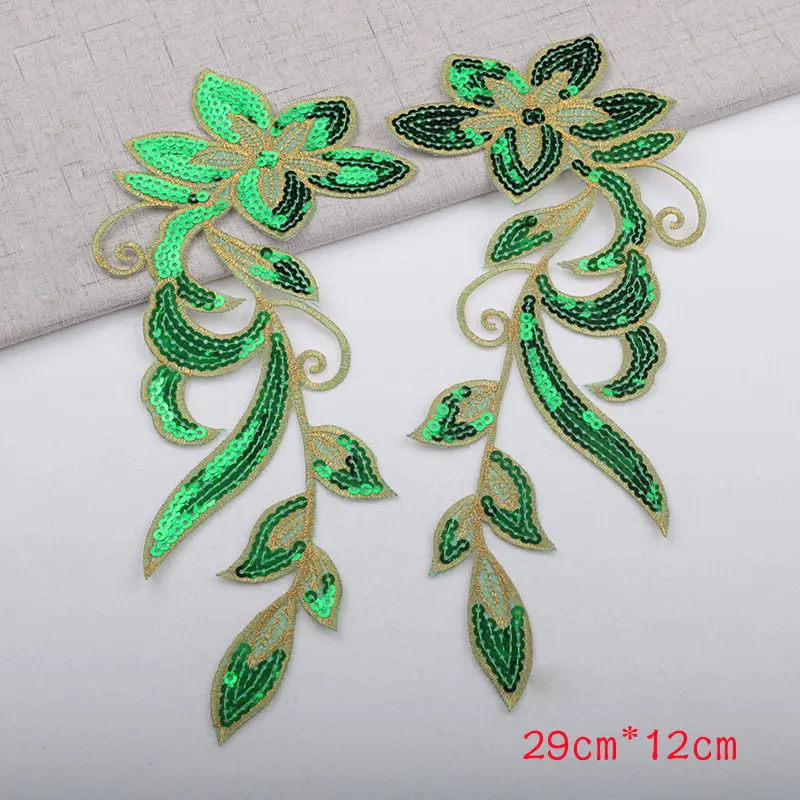 1 Pair Sequins Flower Embroidered on Patches for Clothing DIY Sticker Applique Badges Crafts Handmade