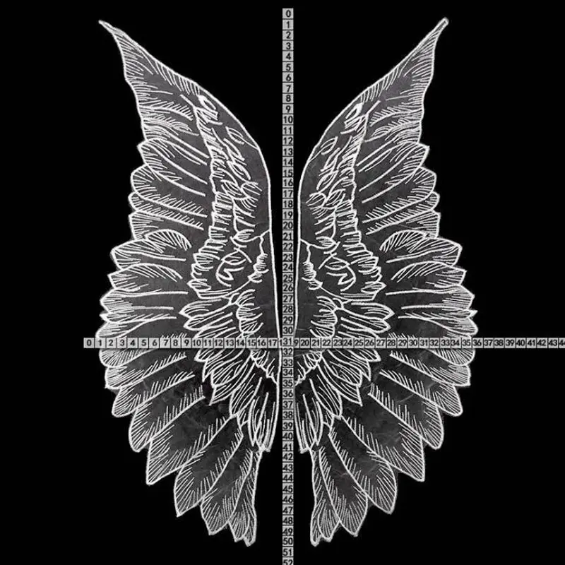 1 Pair Embroidery Patch Black White Wings Motif Neckline Collar Lace Fabric Appliques For Wedding Dress Applique Trim Crafts