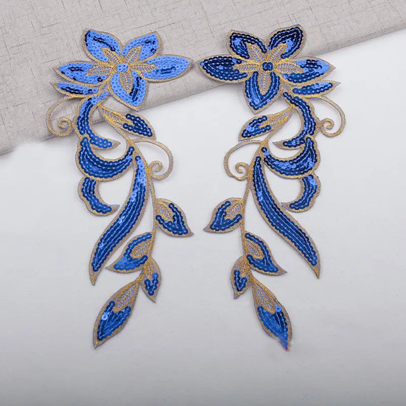 1 Pair Sequins Flower Embroidered on Patches for Clothing DIY Sticker Applique Badges Crafts Handmade