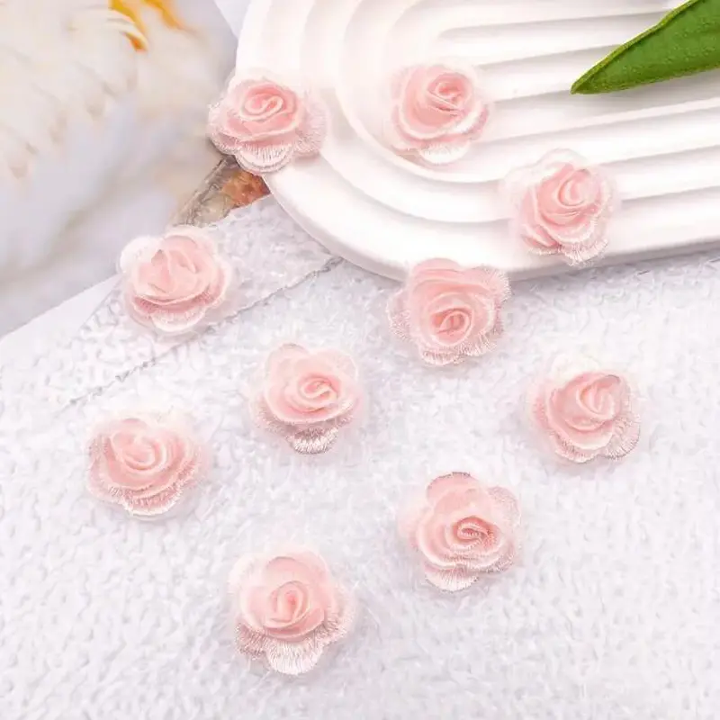 10 Pieces of  Rose Flower PatchesDIY Wedding Hair Clip, Headwear, Hat Decoration 3CM Wide