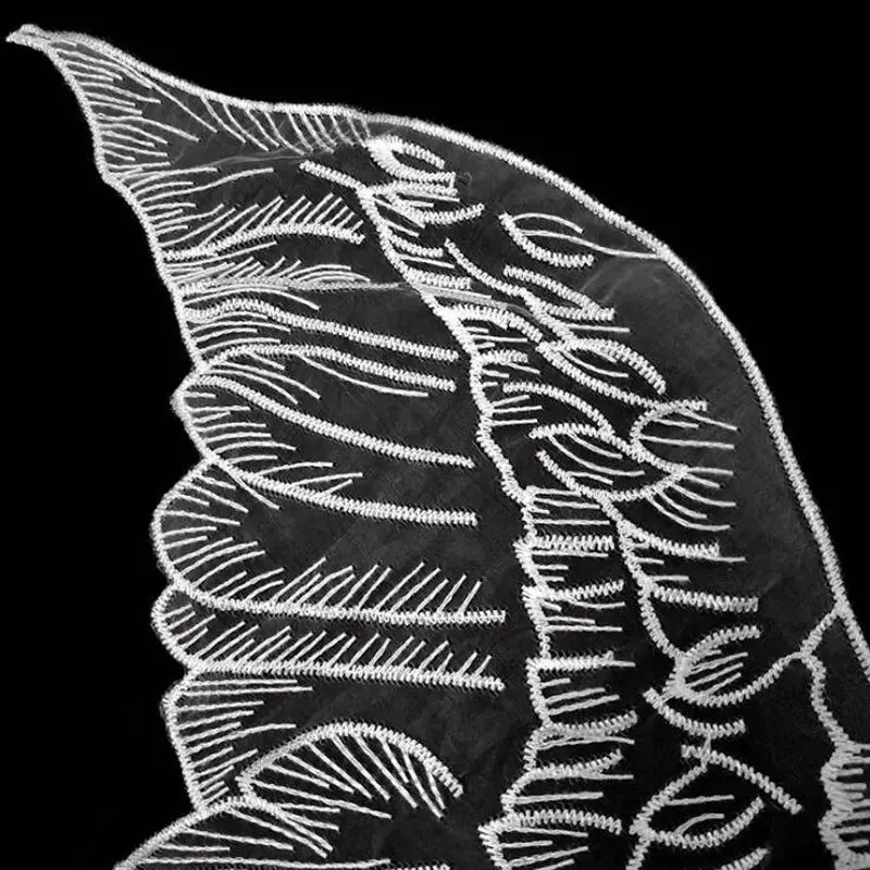 1 Pair Embroidery Patch Black White Wings Motif Neckline Collar Lace Fabric Appliques For Wedding Dress Applique Trim Crafts