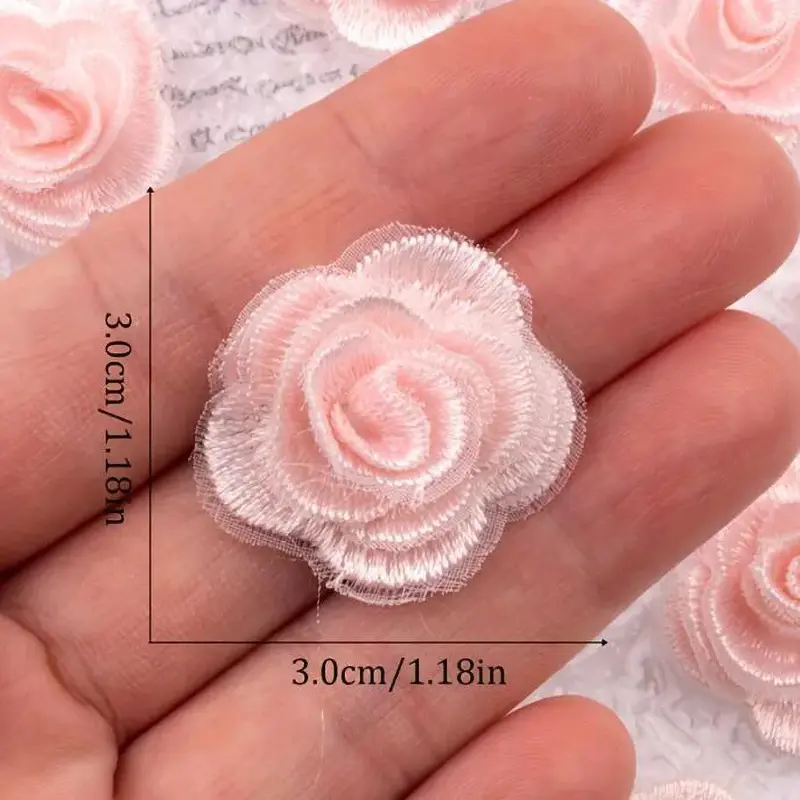 10 Pieces of  Rose Flower PatchesDIY Wedding Hair Clip, Headwear, Hat Decoration 3CM Wide
