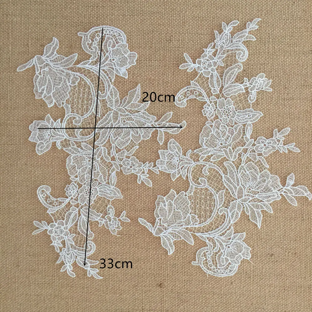 1 Pair White Black Embroidery Flower Patches Fabric For Party Dress Wedding Accessories Handmade Sewing Patch Applique Crafts