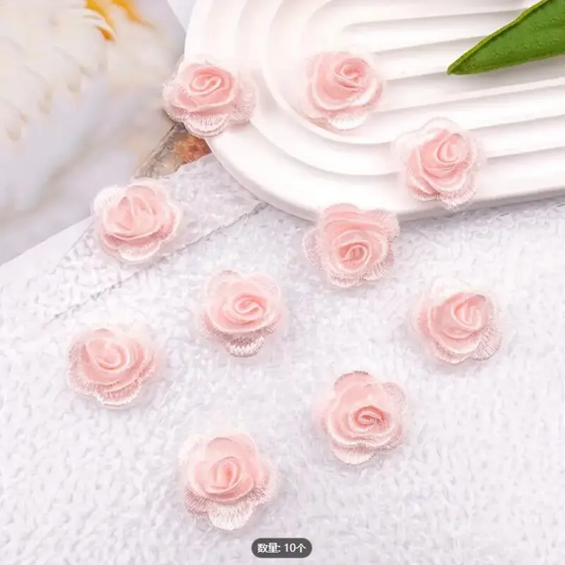 10 Pieces of  Rose Flower PatchesDIY Wedding Hair Clip, Headwear, Hat Decoration 3CM Wide