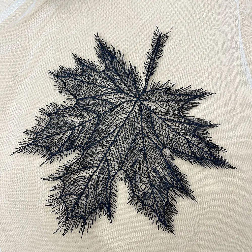 5 Pcs Black White Maple Leaf Embroidery Patches Cloth With Decorative Lace Fabric DIY Clothing Bags Accessories Ironing Patch