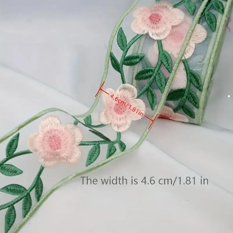 1 Yard 3D Ribbon Flower Embroidered Lace Trim, Handmade DIY Clothes Lace Fabric Accessories  4.6CM Width
