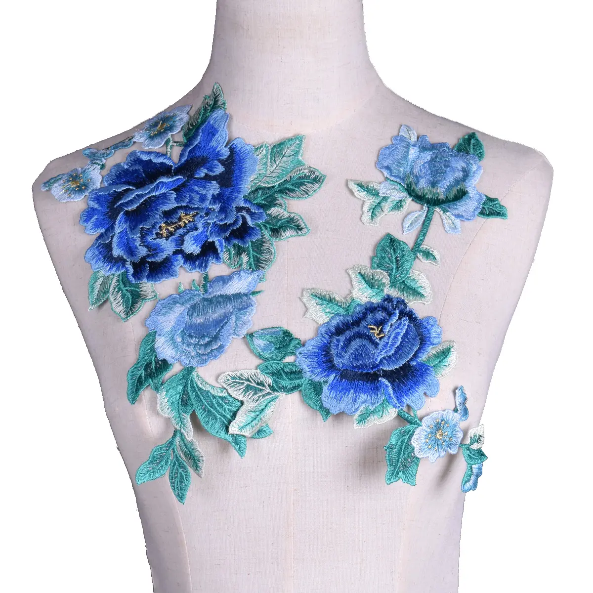 1 Pair Of Embroidery Patches Multi-Color Peony Handmade Patch DIY Sewing Repair Clothing Dress Bag Denim Accessories Crafts