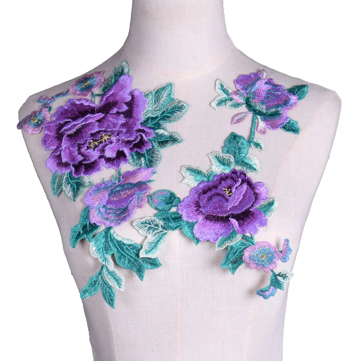 1 Pair Of Embroidery Patches Multi-Color Peony Handmade Patch DIY Sewing Repair Clothing Dress Bag Denim Accessories Crafts