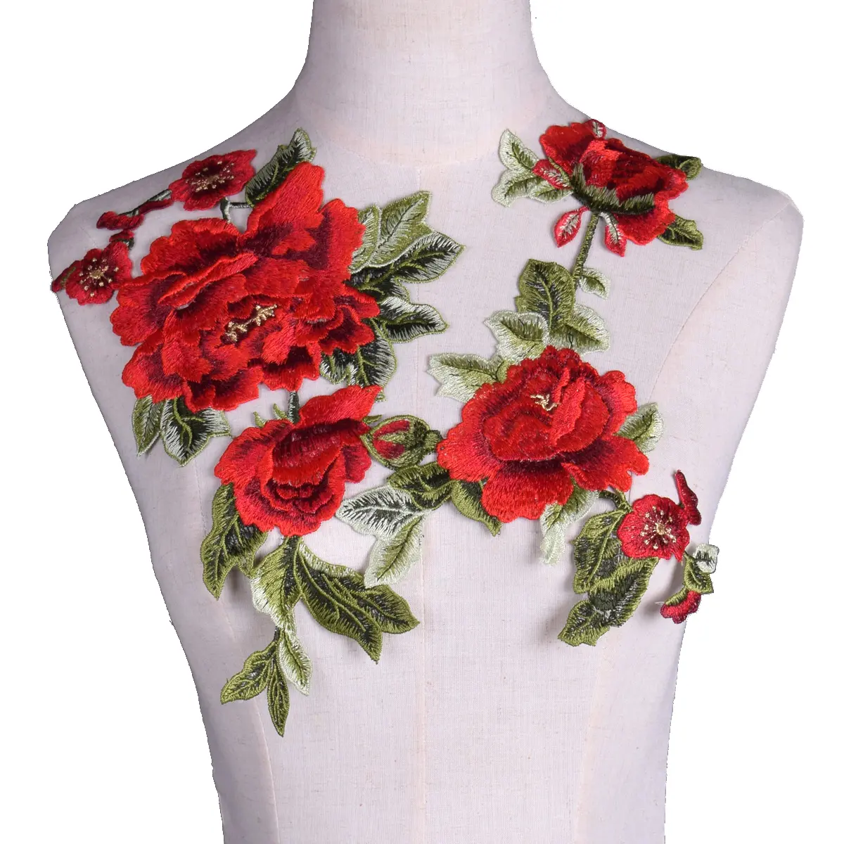 1 Pair Of Embroidery Patches Multi-Color Peony Handmade Patch DIY Sewing Repair Clothing Dress Bag Denim Accessories Crafts