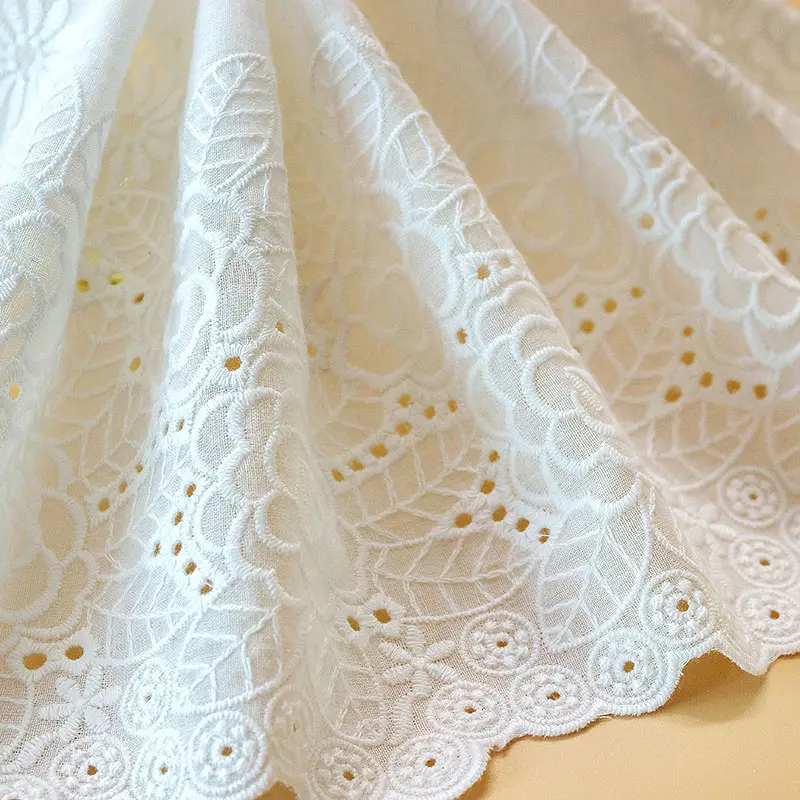 1Yard Cotton Lace Embroidery Flower Lace Ribbon Fabric DIY Garment Sewing Accessories 25CM Wide
