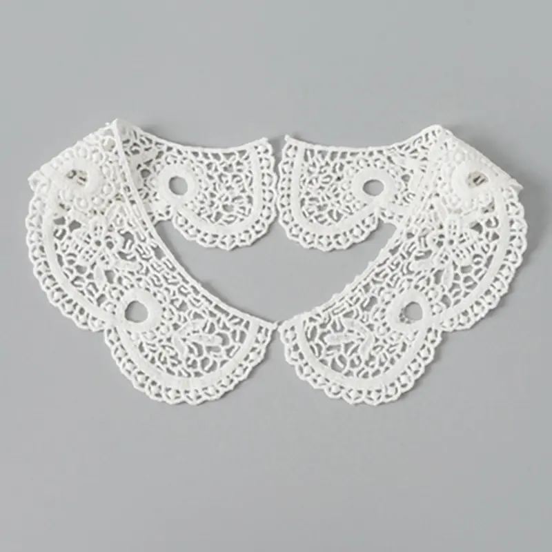 1 Pair Black White Lace Accessories Handmade DIY Fake Collar Water soluble Lace Decorative Patch Clothing Collar Patch