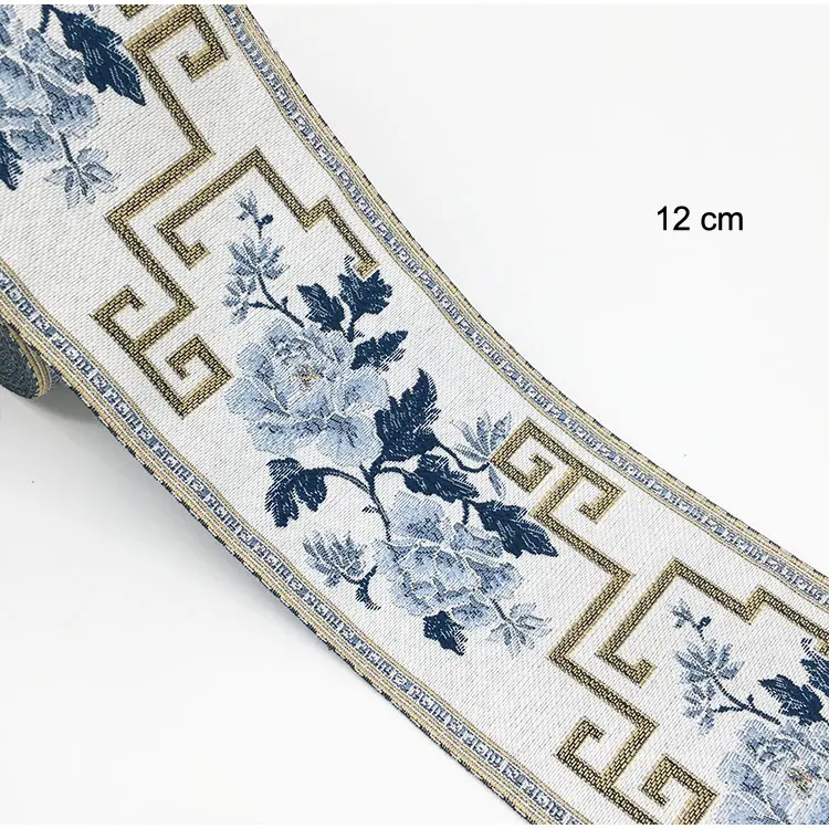 1M Embroidered Lace Trim Jacquard Ribbon for Garment Accessories DIY Craft Making Flower Sewing Chinese Style Wide 12CM