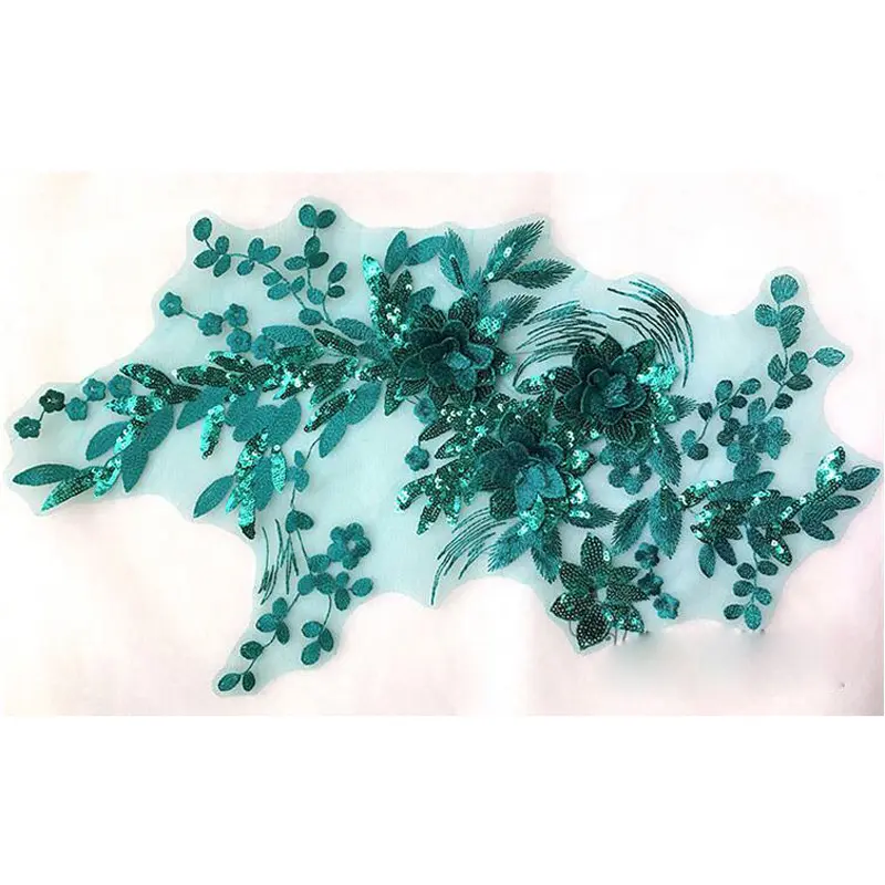 1Pc Flower Sequins Embroidered Patches DIY Handmade Rpair For Wedding Dress 45*27CM